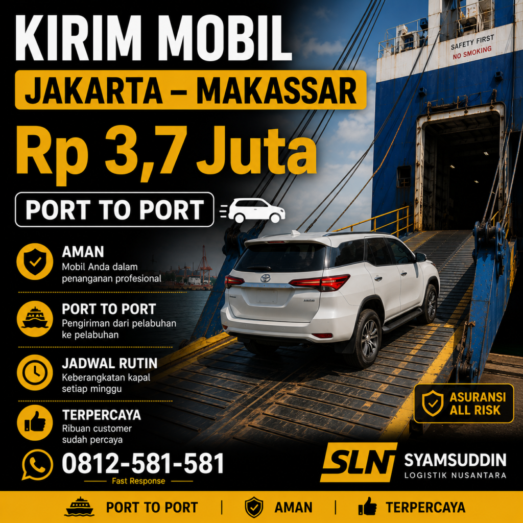 jasa Pengiriman Mobil Jakarta ke Makassar – Port to Port Rp3,7 Juta